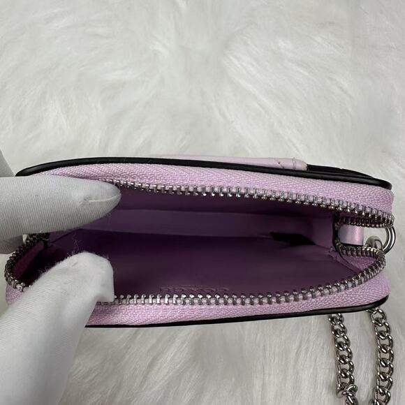 Coach Zip Card Case With Chain Wrist Strap In Leather/Silver/Pink CBL77 NWT - Picture 5 of 5